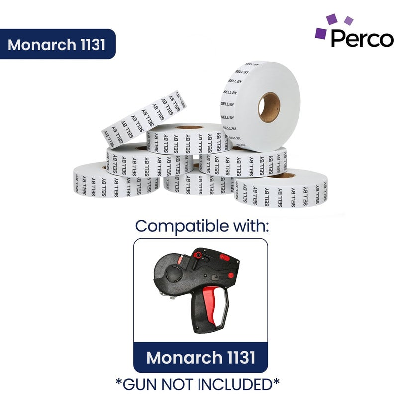 Perco Sell by Labels for Monarch 1131 Price Gun - 8 Rolls, 20,000 Pricemarking Labels - Image 2